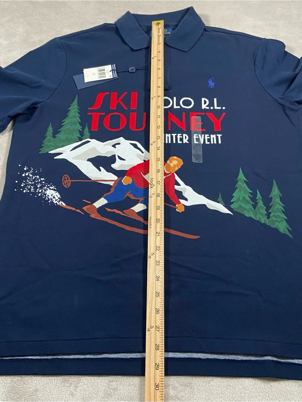 Ralph Lauren Navy Ski Tourney Graphic Polo